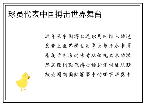 球员代表中国搏击世界舞台